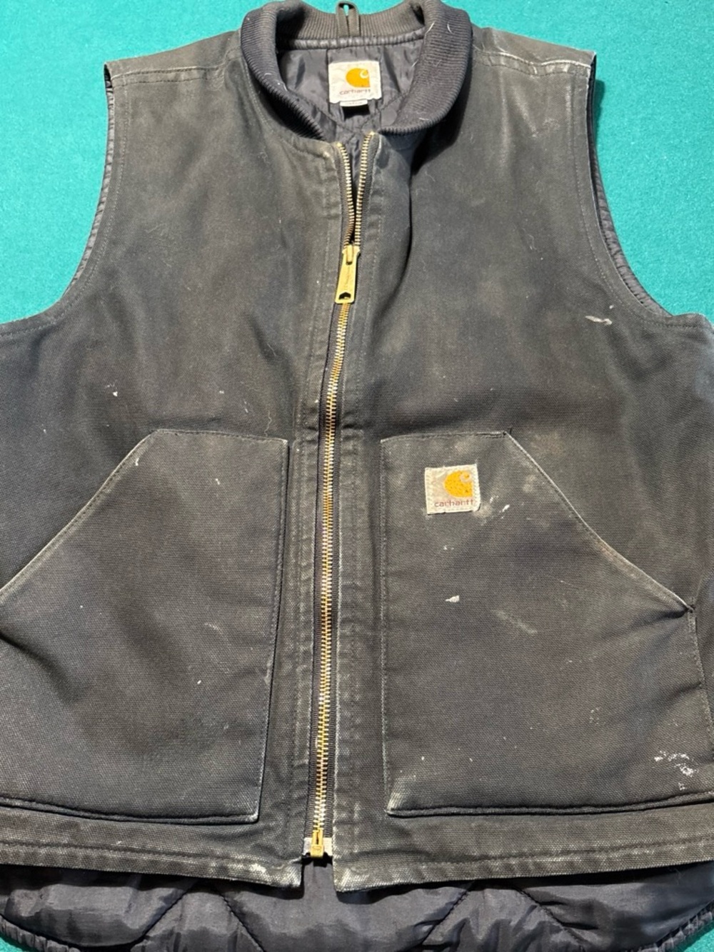 Carhartt V01 BLK Black Work Chore Vest ( distressed) S , $34